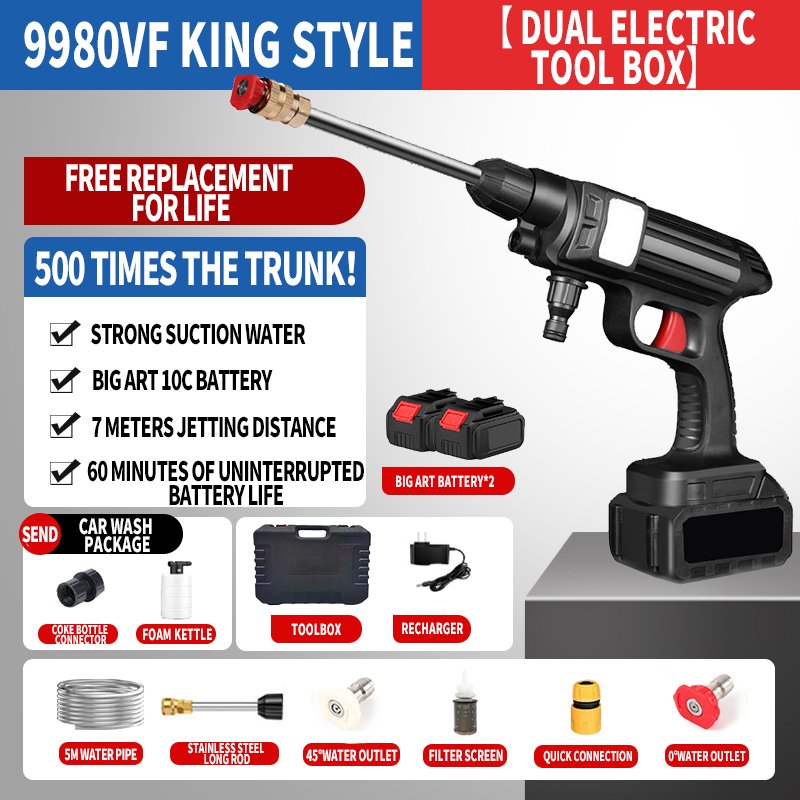 110V portable battery high pressure washer for cars hose and spray gun kit