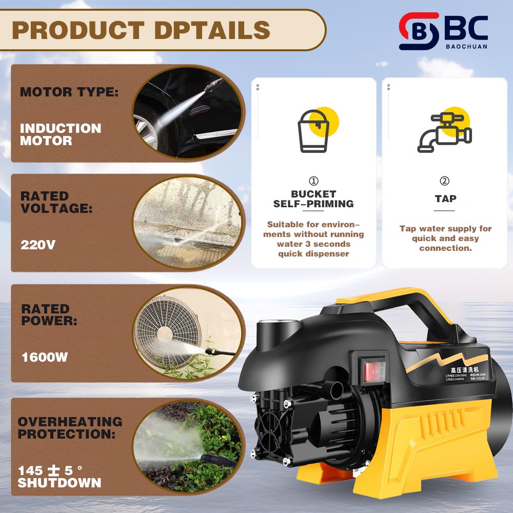 220v 1800w 60bar 120bar Home Portable Electric High Pressure Car Washer Pump Machine