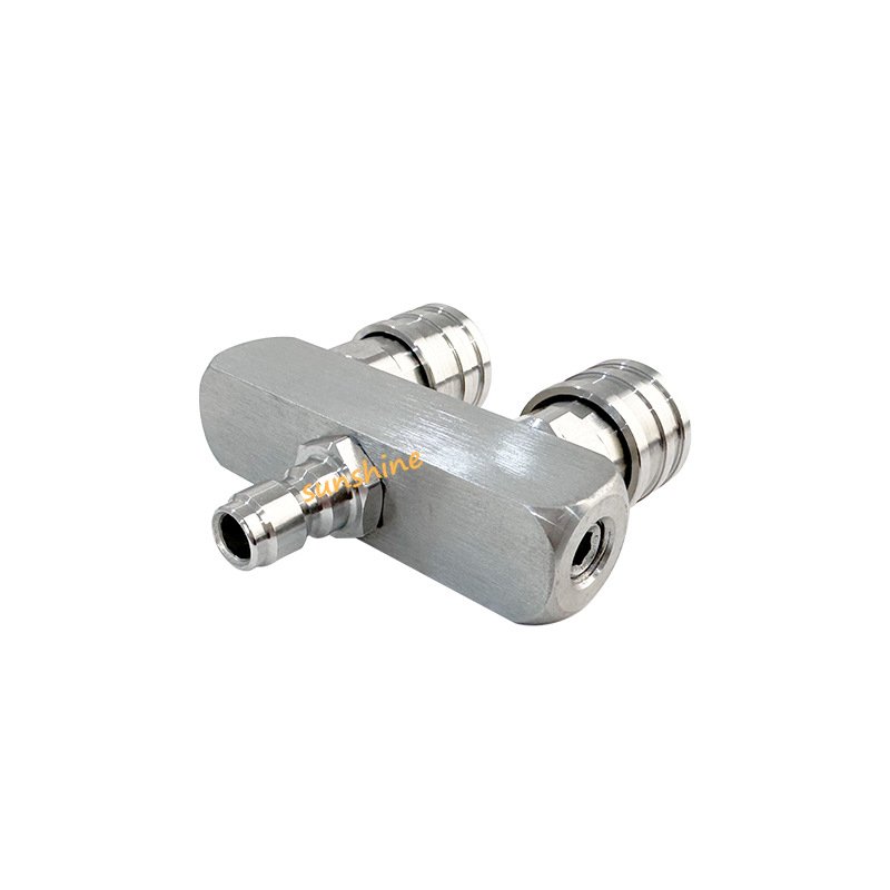 SS New High Pressure Washer Double Nozzle Transfer Rod One Minute Two Head 2 in 1 Car Wash Stainless Steel 1/4 Quick Connector