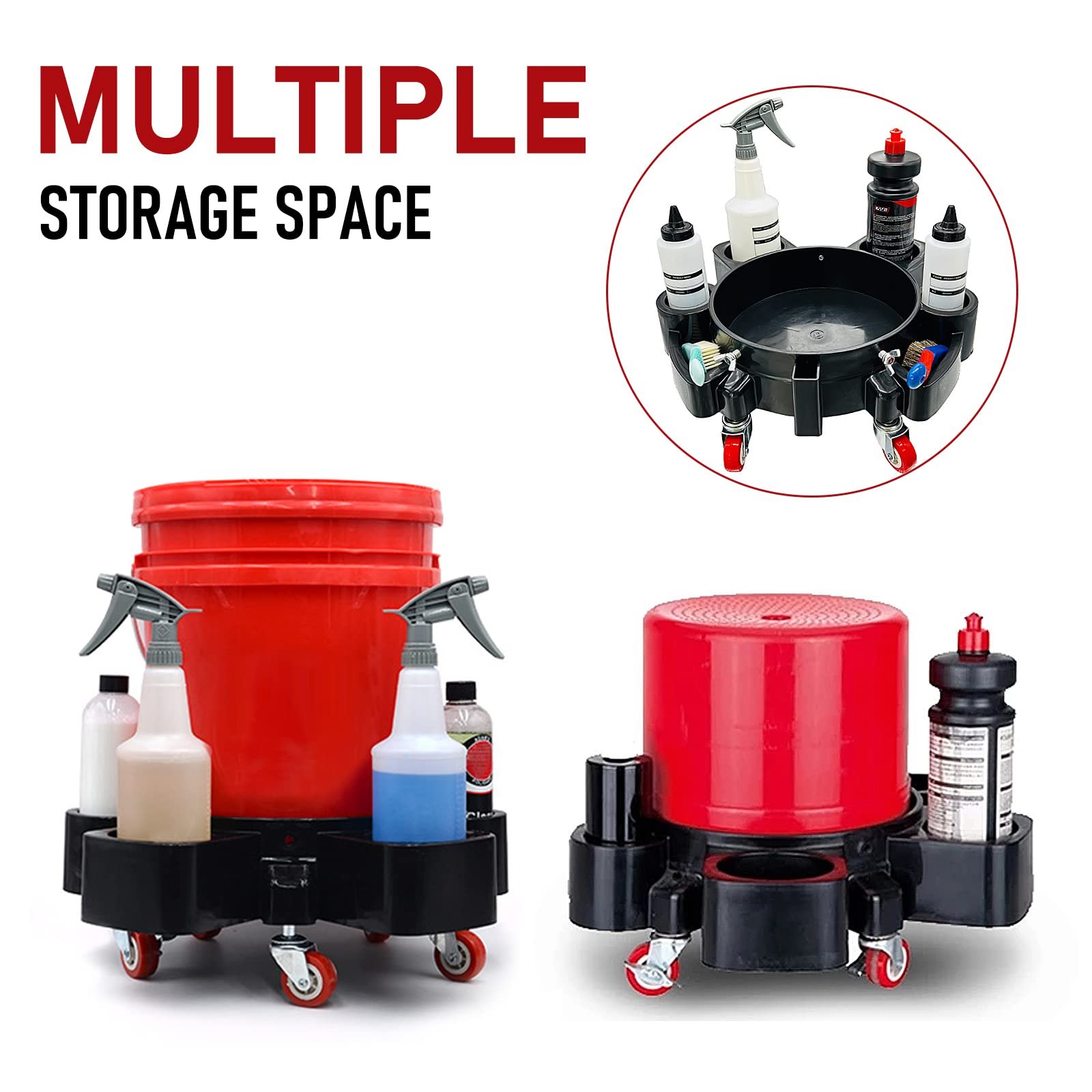 Car Washing Detailing Mobile Tool Movable Multi-Function Base For Car Wash Shop Car Accessories Rolling Bucket Dolly