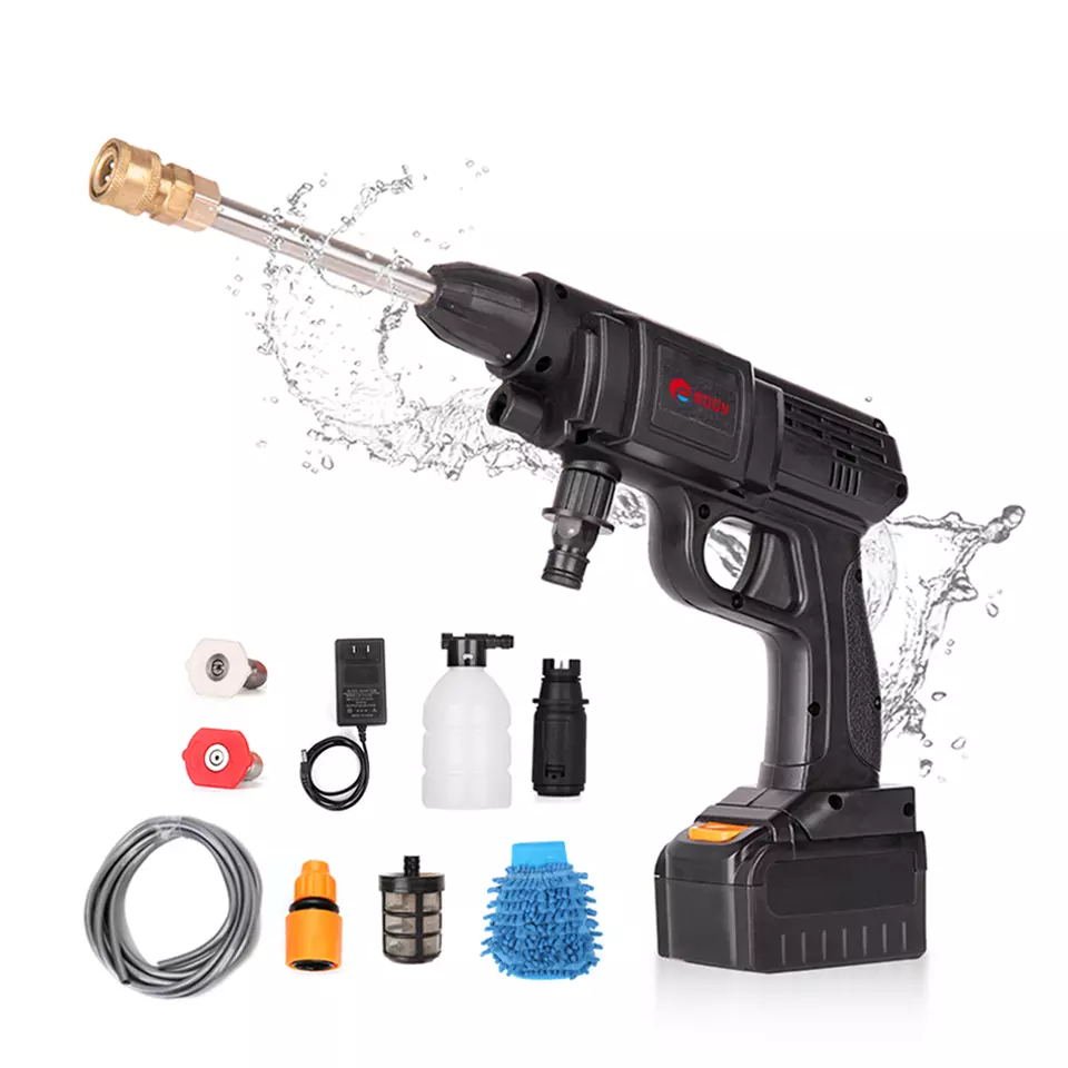 portable powerful high pressure 24V lithium cordless wireless car wash water jet foam gun car washer