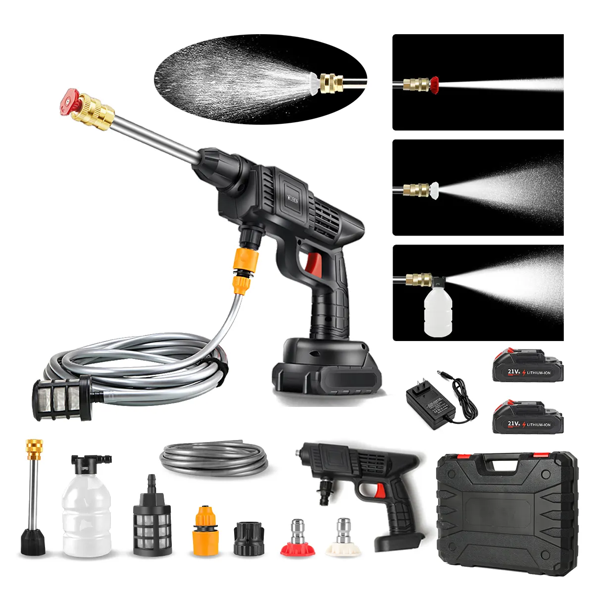 Car Washer High Pressure Portable Wash Gun 12v 24v 48v 96v Cordless Cleaning Machine Lithium Battery Washer Spray Gun