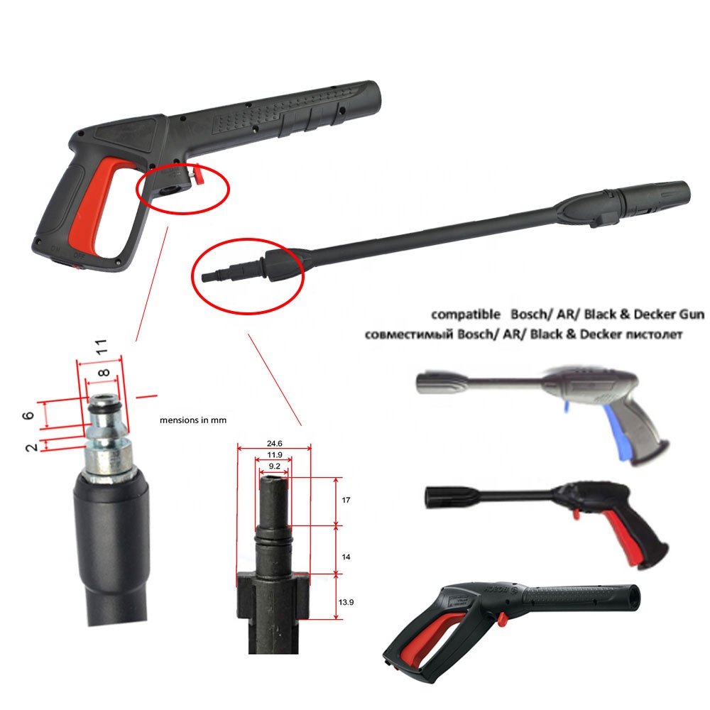 Pressure Washer Spray Gun & Hose Kit High Pressure Cleaner Gun Lance Nozzle Hose Set for for AR B&D Power Washer