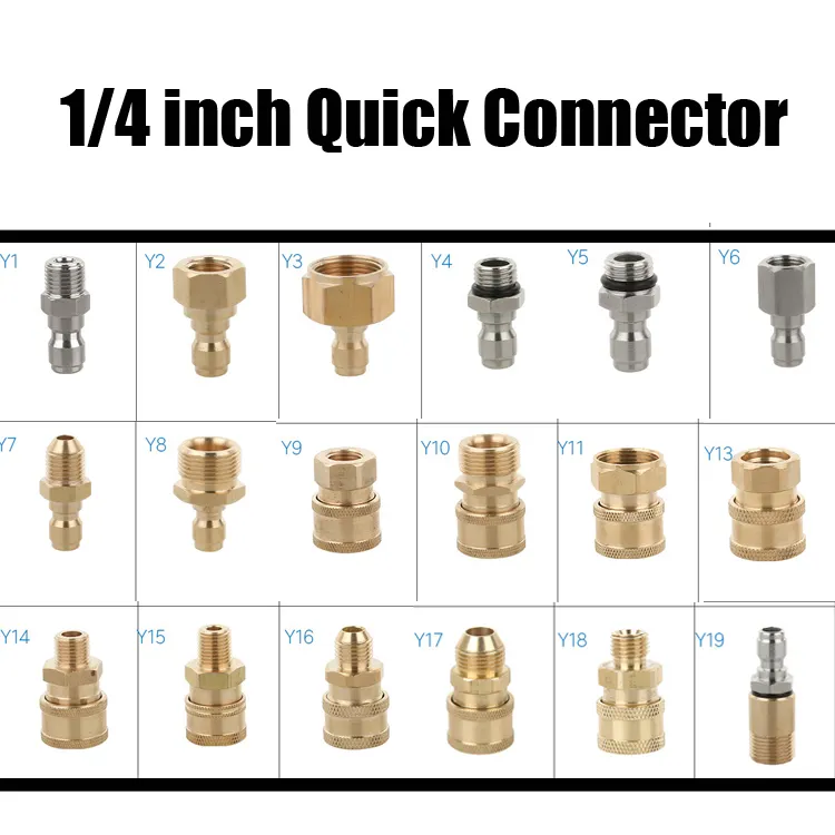 Pressure Washer Accessories 1/4 Inch 3/8 Inch Threaded Quick Plug Stainless Steel Brass Quick Connector