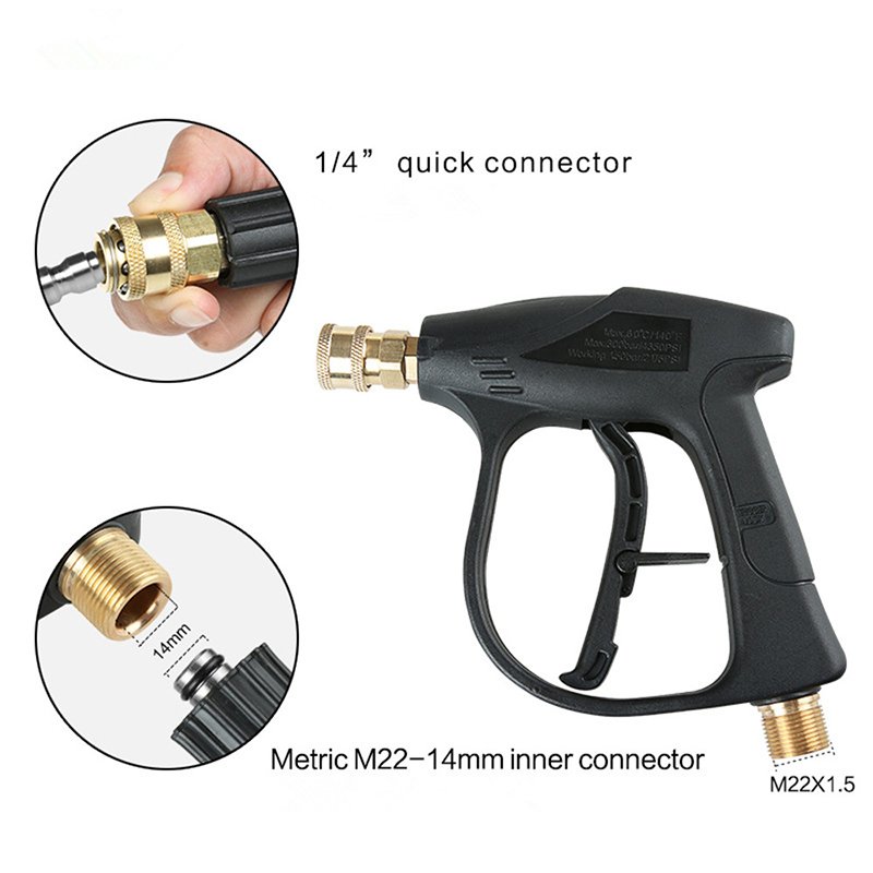 M22 Metric Thread Car Washer Water Gun Cleaning Tools 1/4 Quick Connector Cleaning Wand Car Washer Metal Jet Lance