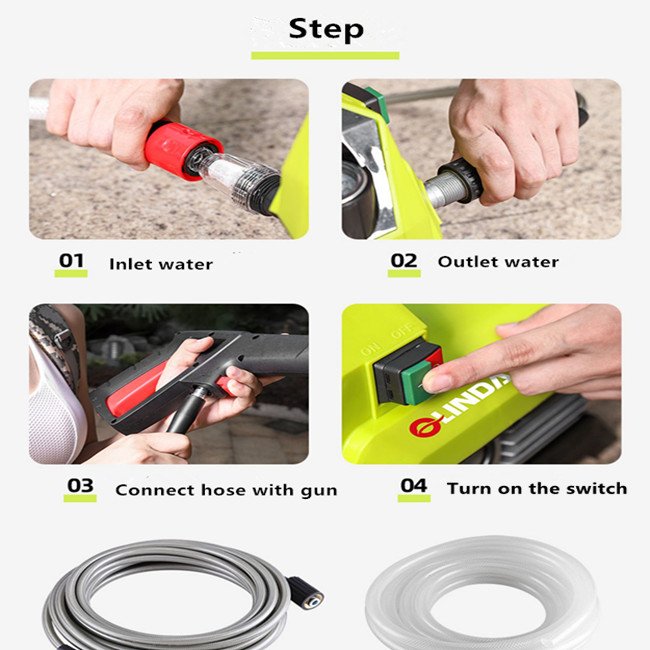 Portable High Pressure Washer Electric Car Washer High Pressure Cleaner 90bar Max. Pressure 8.7/10.4kg 252x258x819mm OLD603B 8.7
