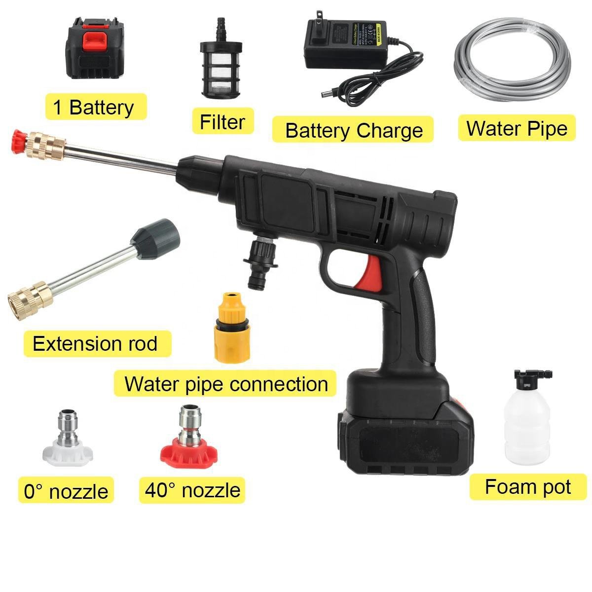 Portable High-Pressure Water Gun For Cleaning Garden Watering Hose Nozzle Sprinkler Foam Water Gun