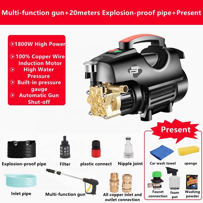 1.8KW 1800W Washer Portable High Pressure 220V Cleaning Machine Car Washing Pump