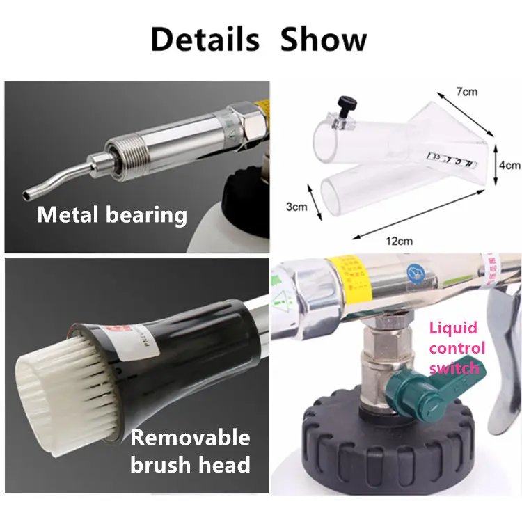 High Pressure Car Interior Cleaning Gun Automobile Detailing Cleaning Dry Washing Gun with Brush