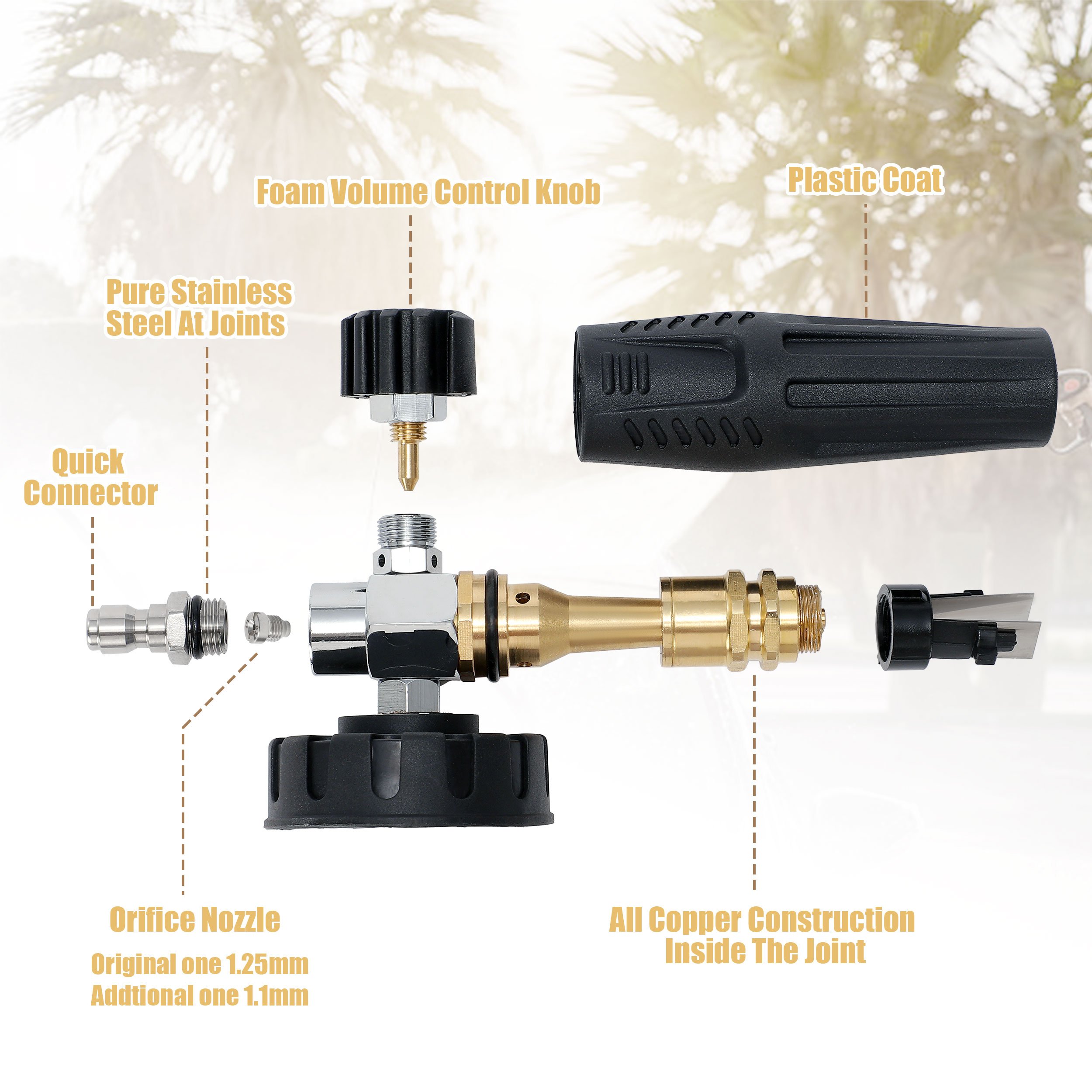 Pressure Washer Black Foam Cannon Car Wash Snow Foam Cannon Thick Foam Blaster