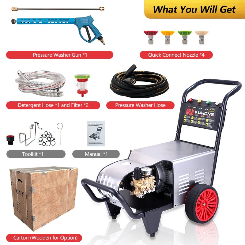 Kuhong DP Car Washing Machine Automatic High Pressure Water Jet 100bar -280bar Power Cleaner Electric Pressure Washer 5000psi