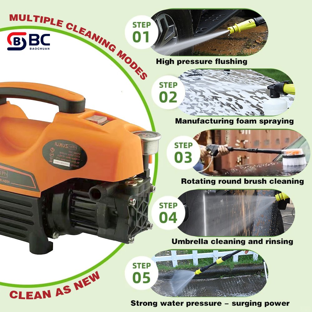 Compact Home 1800w Induction Motor Water Car Washer Home High Pressure Washer Pump Car Cleaning For Home Use