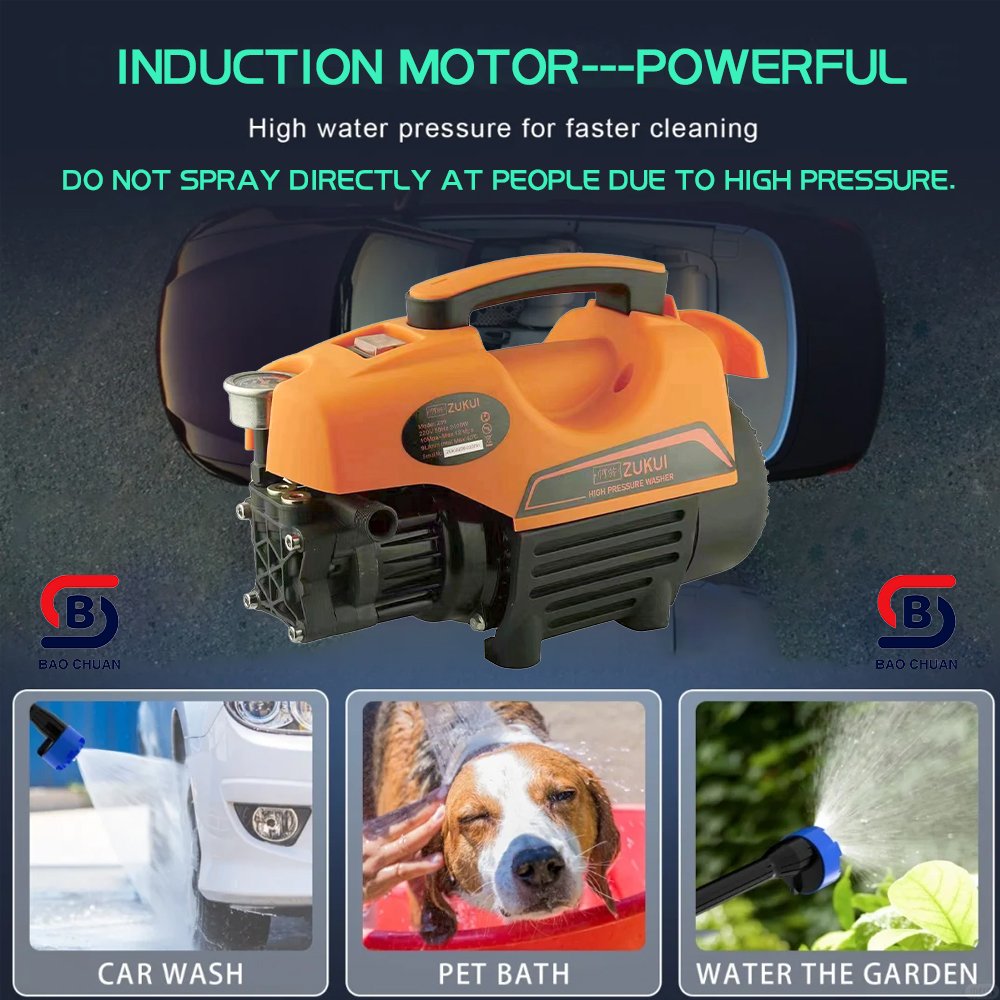Compact Home 1800w Induction Motor Water Car Washer Home High Pressure Washer Pump Car Cleaning For Home Use