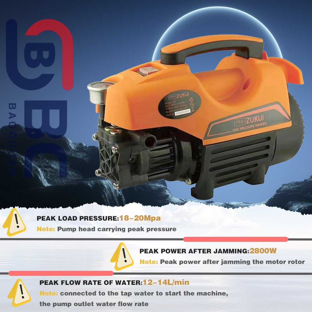 Compact Home 1800w Induction Motor Water Car Washer Home High Pressure Washer Pump Car Cleaning For Home Use