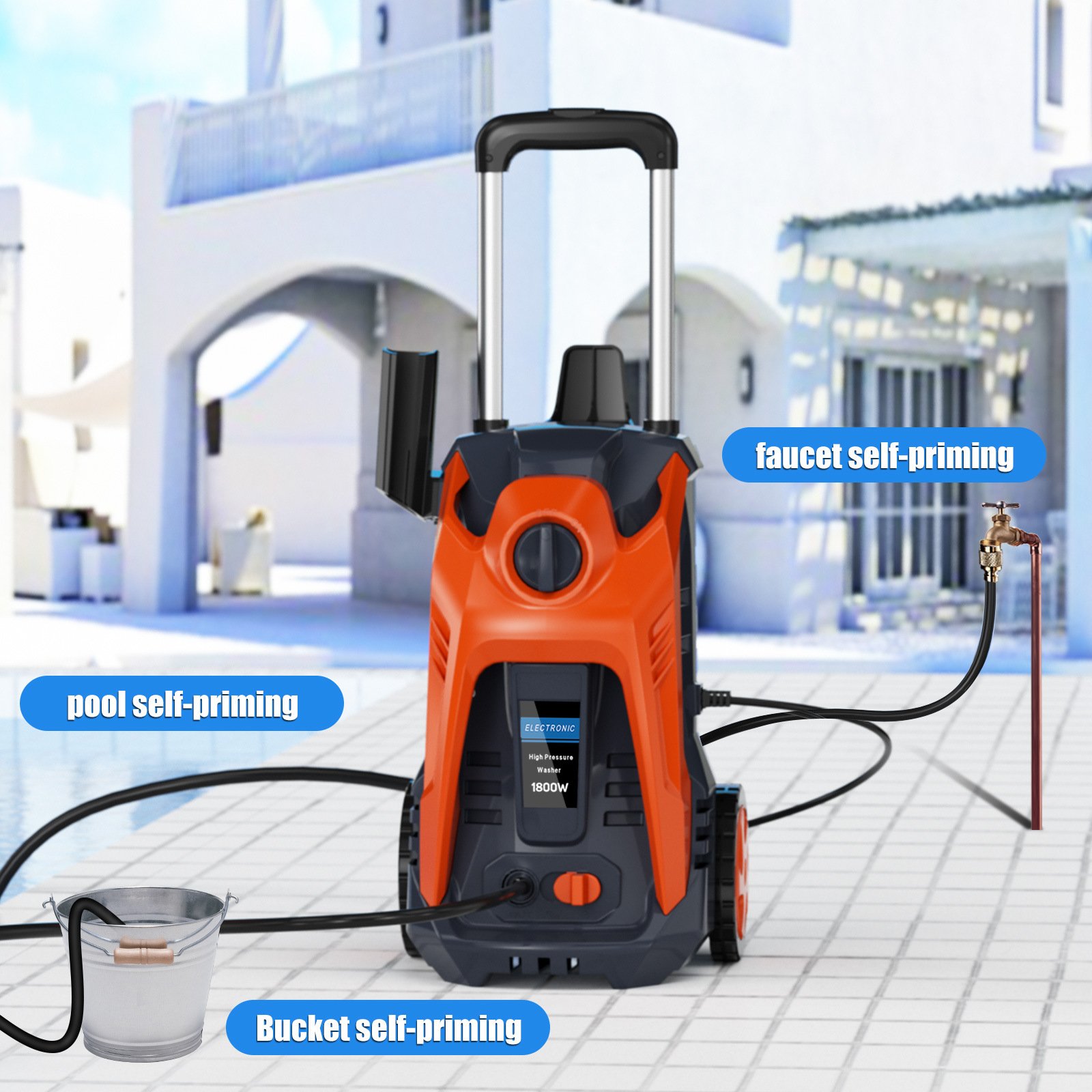New Design 1600W High Pressure Washer Cleaning Car Machine with Garden Hose Reel