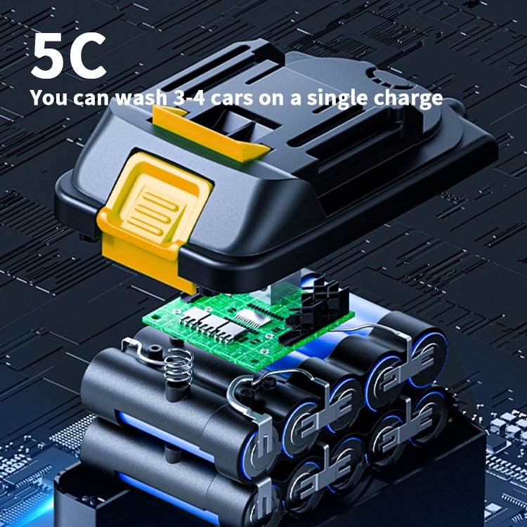 Portable 21v/36v 5.0mpa High Pressure Car Washer Gun 21v/36v 5.0mpa Wireless Lithium Battery Copper & PP Material car washer