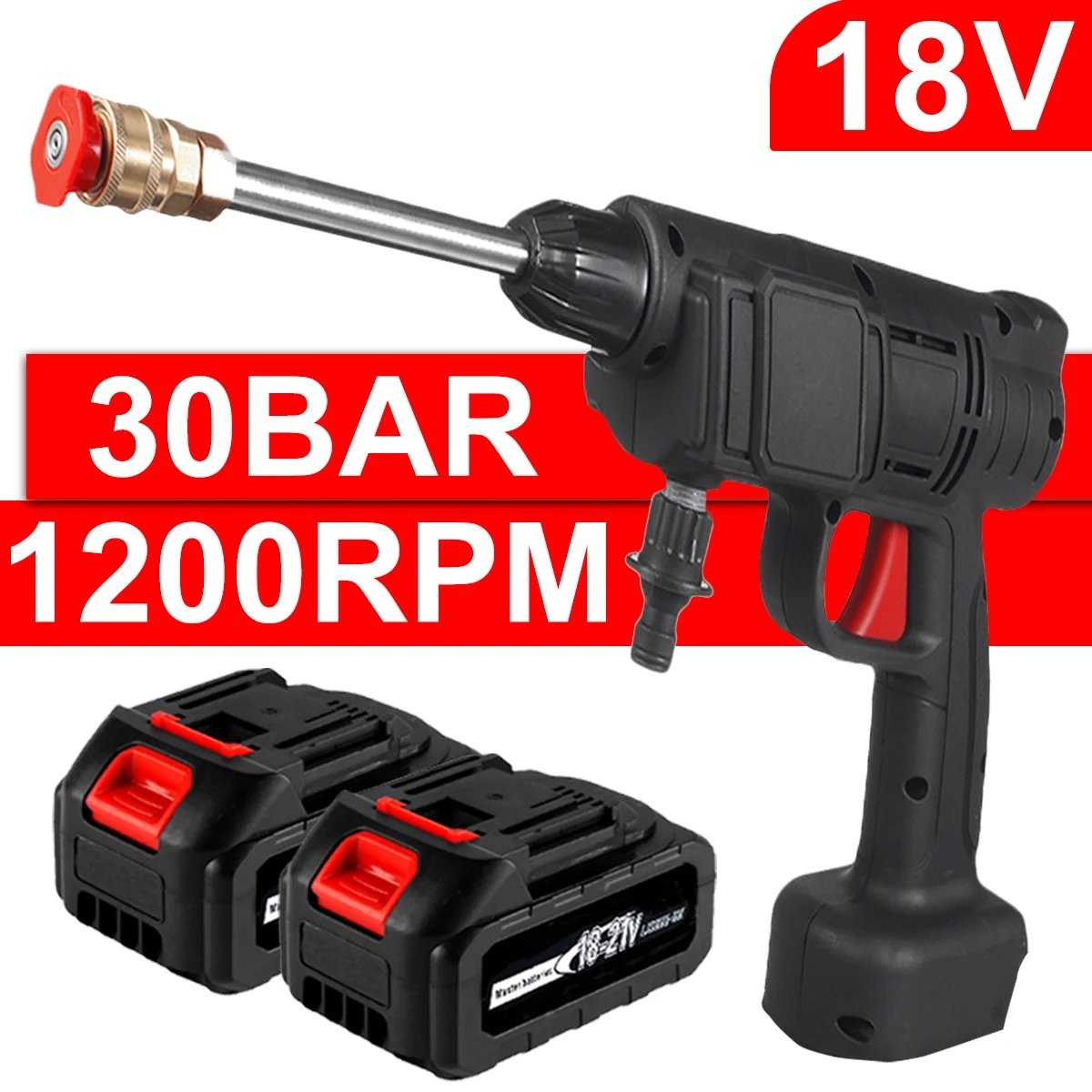 1500W High Pressure Car Washer Cleaner Cordless Portable Wireless Spray Water Gun 18v Car Washer Foam Generator Water Gun