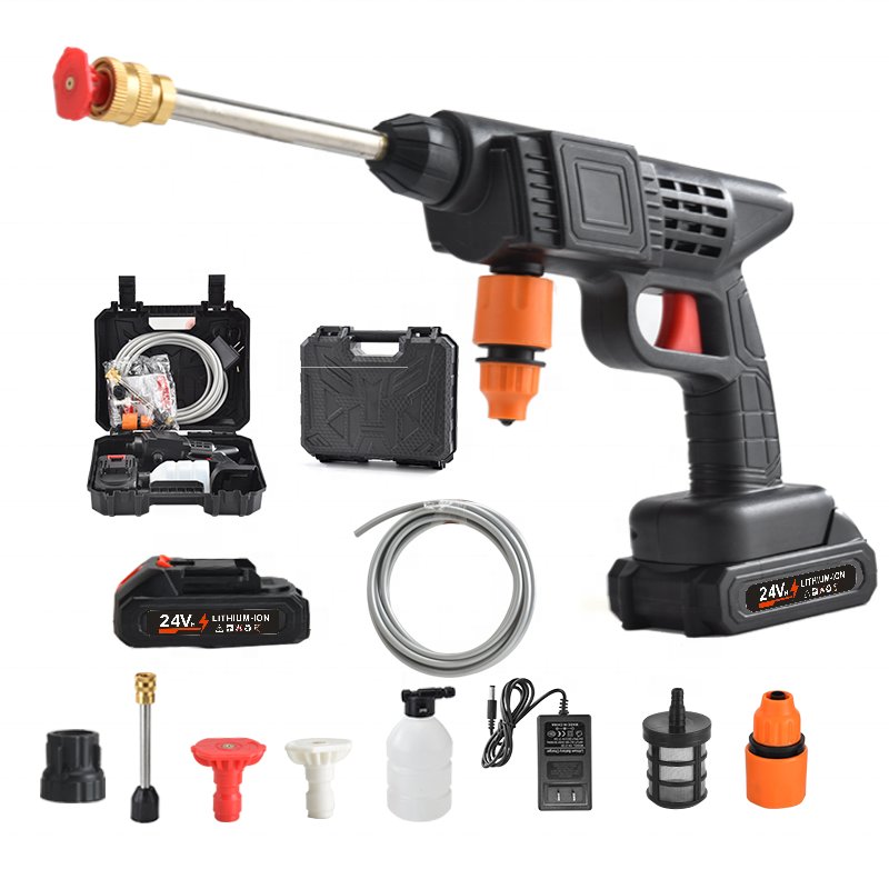 Car Washer High Pressure Portable Wash Gun 12V 24V 48V 96V Cordless Electric Cleaning Machine Lithium Battery Washer Spray Gun