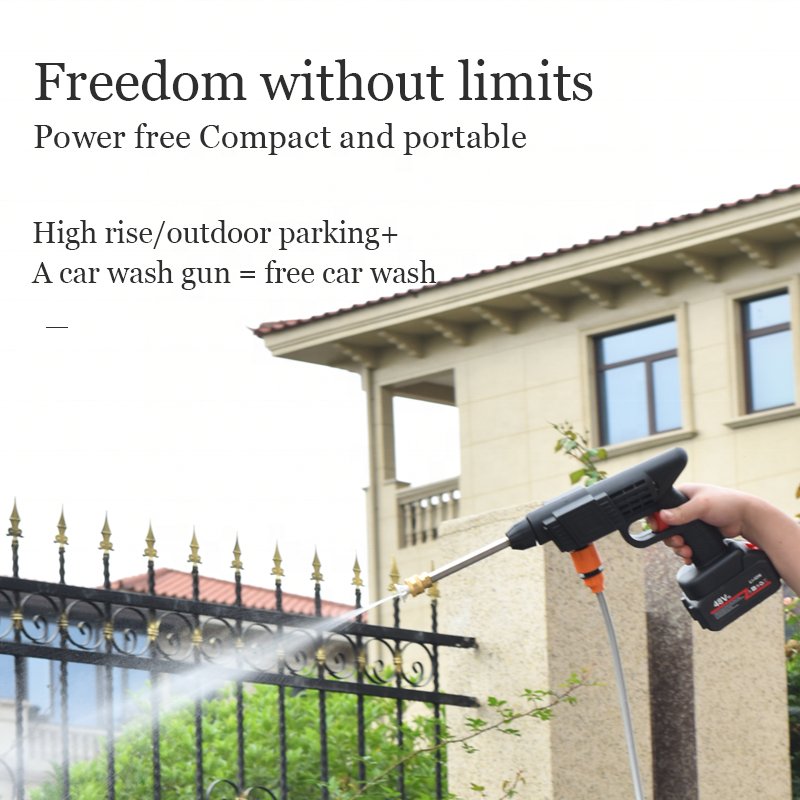 Car Washer High Pressure Portable Wash Gun 12V 24V 48V 96V Cordless Electric Cleaning Machine Lithium Battery Washer Spray Gun
