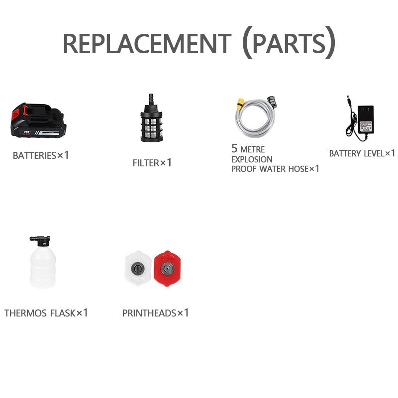 Spot goods super power lithium battery 21v wireless car washer gun black portable car washer gun