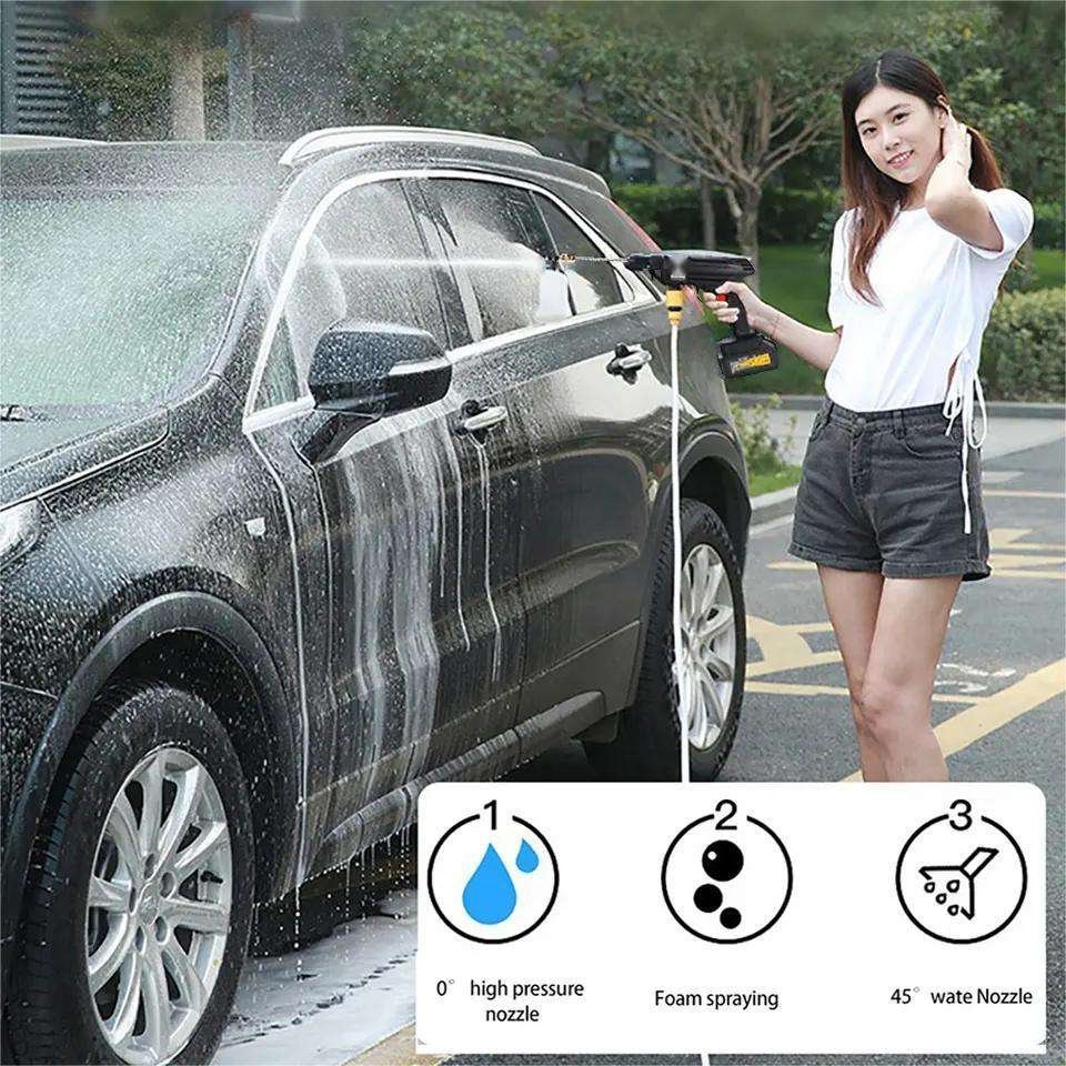 24V Lithium Battery Cordless Car Washer Machine Wireless Car Wash Gun Spray Water Gun Portable Car Pressure Washer