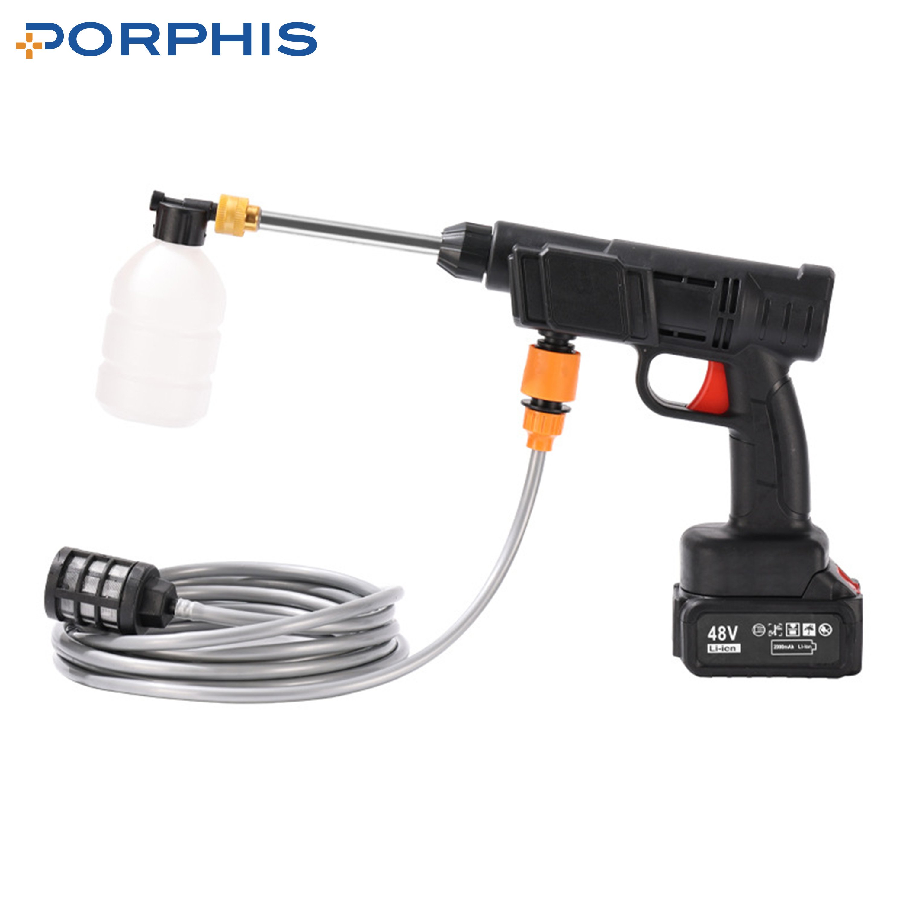 Wireless household battery powered rechargeable cordless electric portable high pressure car washer 48V wash spray gun