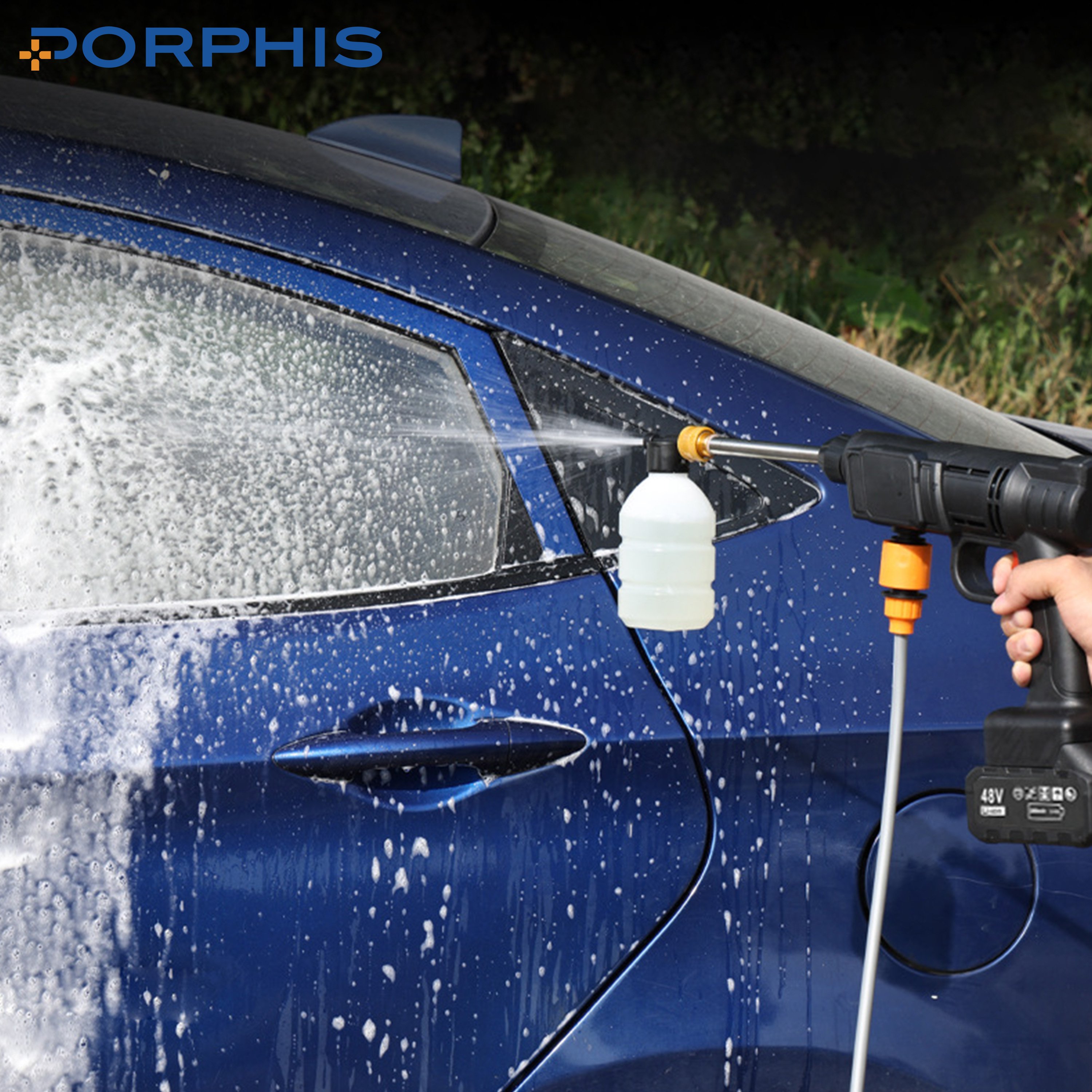 Wireless household battery powered rechargeable cordless electric portable high pressure car washer 48V wash spray gun