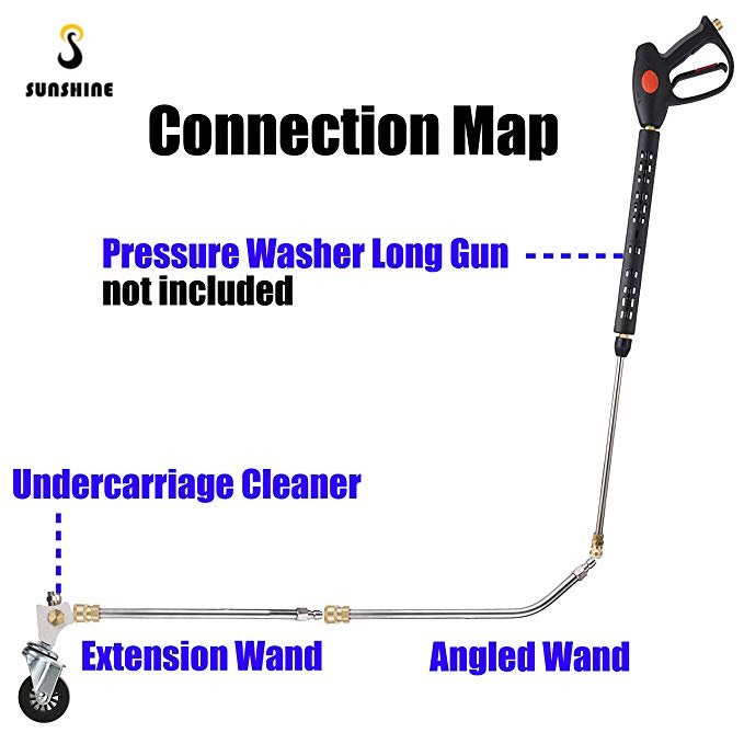 13Inch High Pressure Washer Undercarriage Cleaner Under Car Wash with 45 Degree Angled Wand Chassis Cleaner