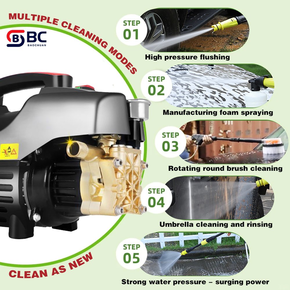 BC053020 Brass Or Aluminum Automatic New Home Use Mini Portable Electrical High Pressure Car Washer