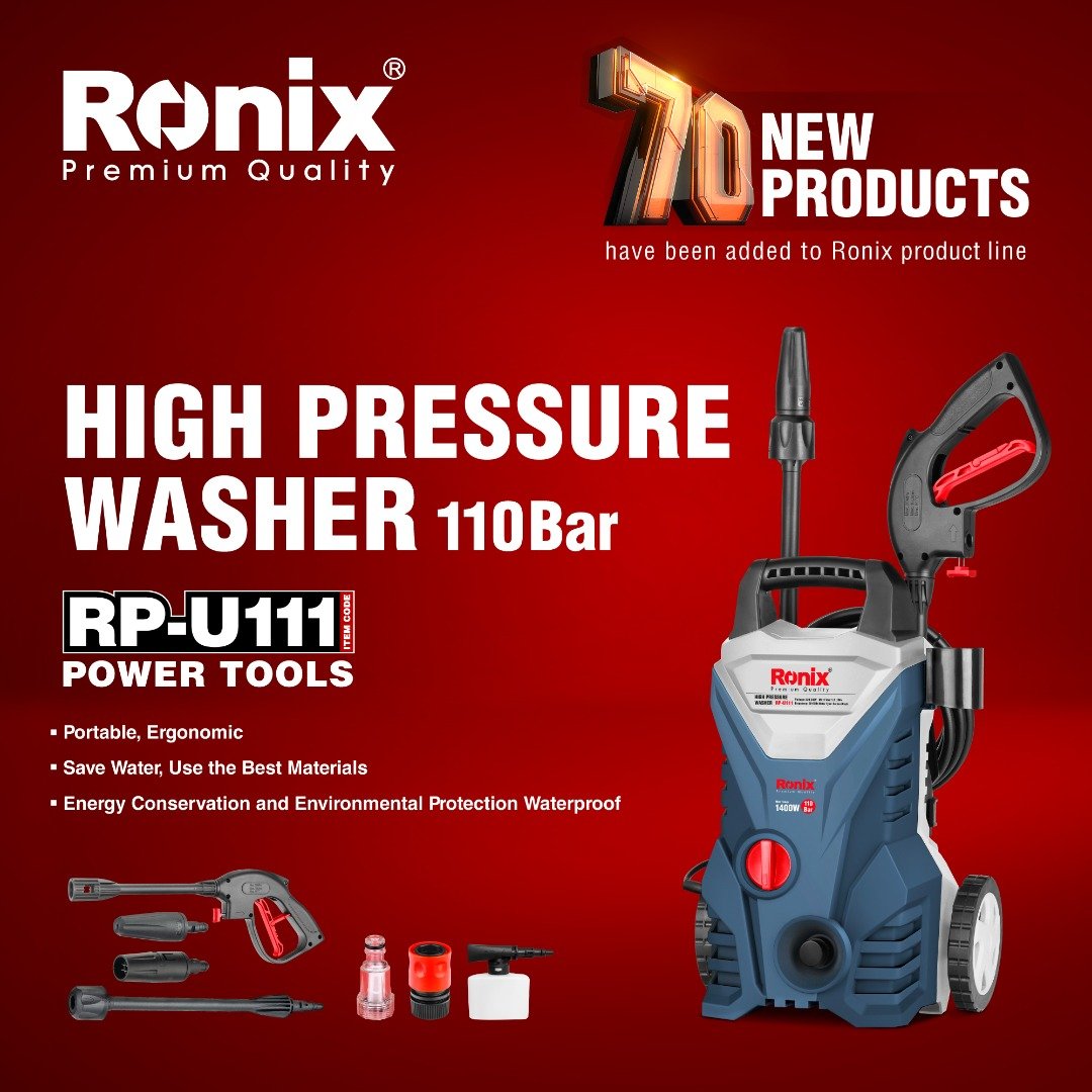 Ronix RP-U111 110Bar Long Range Oil Stain Smear Remove Professional Car Washing Machine High Pressure washer Electric Washer