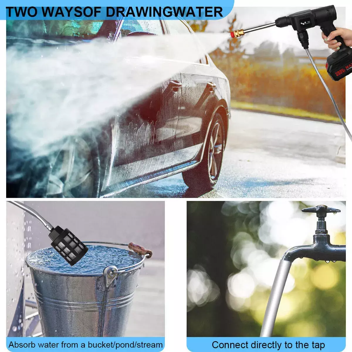 Cordless Electric Cleaning Machine portable carwash machines handheld water gun 12V/24V electric high pressure car washer