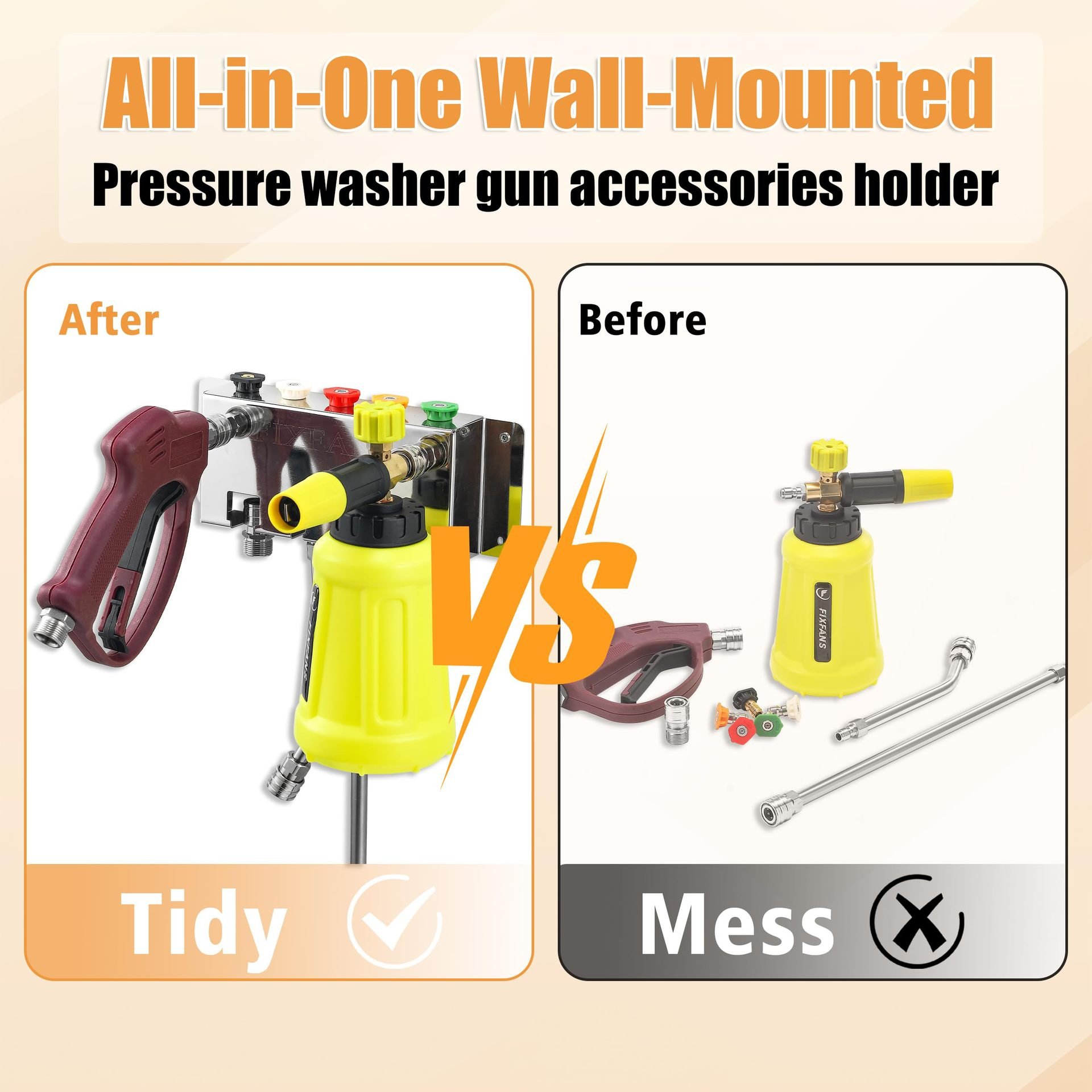 Pressure Washer Gun Foam Cannon Holder Wall Mounted Storage Rack for Car Wash Accessories Snow Foam Lance Nozzle Holder