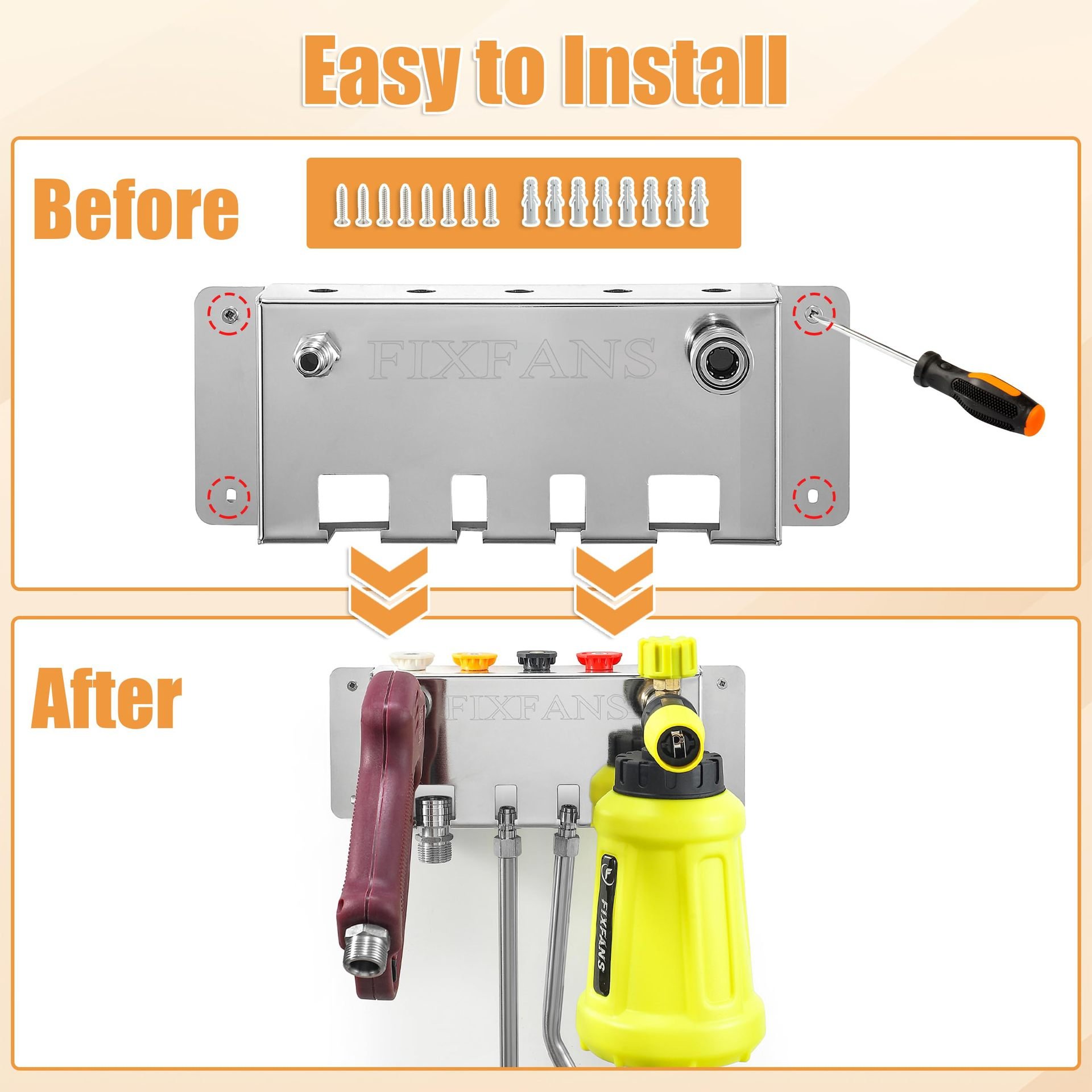 Pressure Washer Gun Foam Cannon Holder Wall Mounted Storage Rack for Car Wash Accessories Snow Foam Lance Nozzle Holder