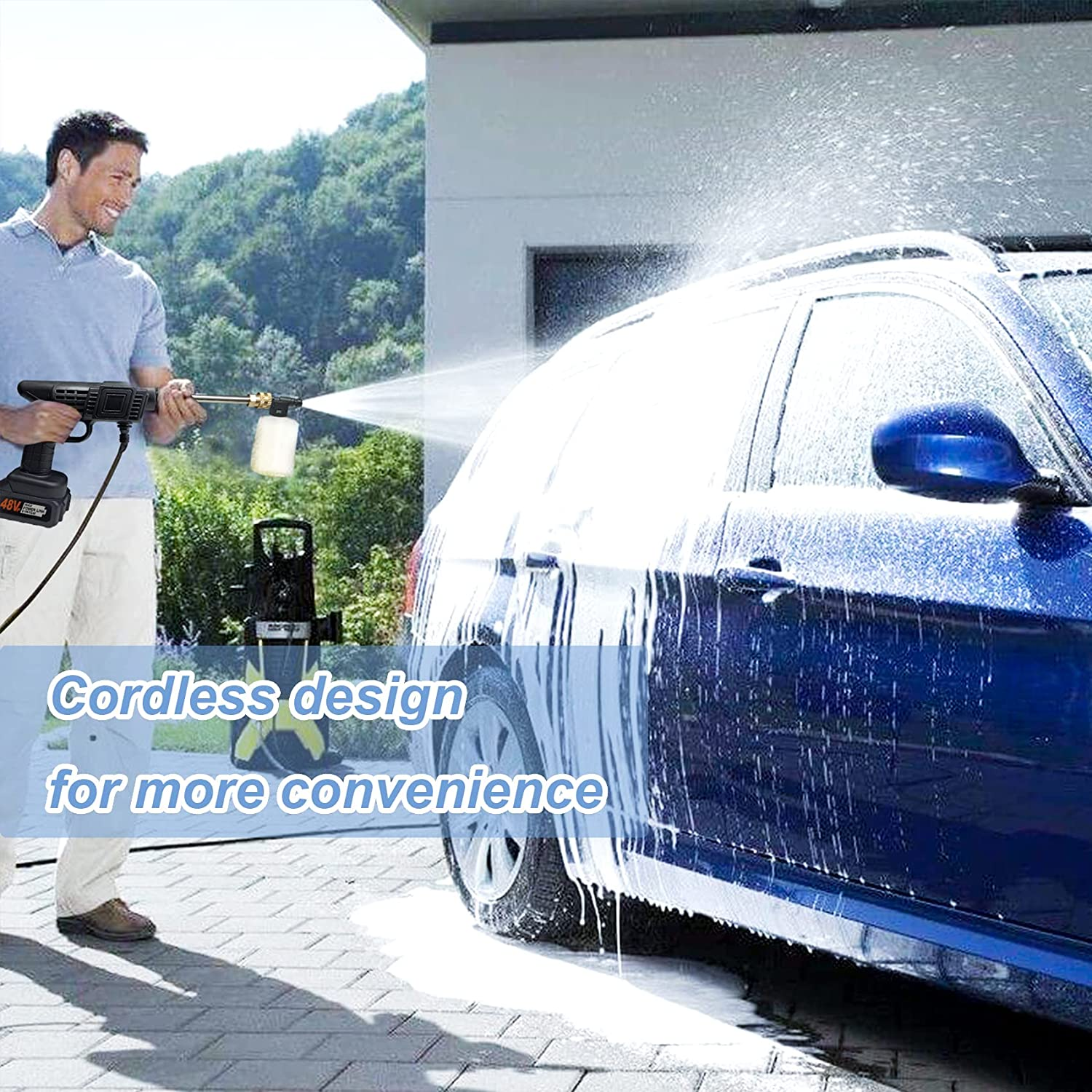 WGO1 Portable Cordless High Pressure Plastic Car Washer Machine Automatic Water Spray Mini Car Washing Gun