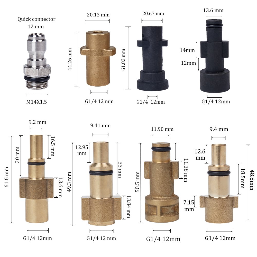 Snow foam cannon adapters spray foam lance connectors