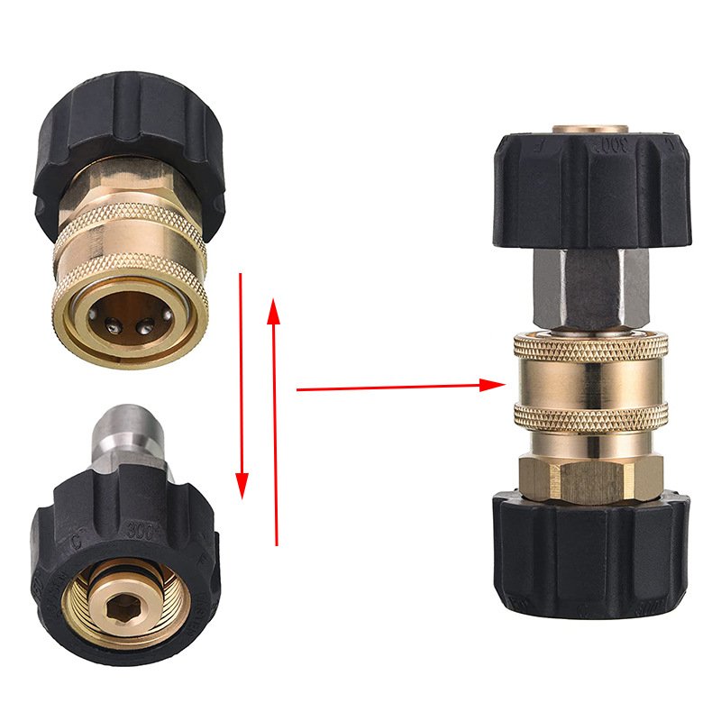Quick Release Plug Coupling Pressure Washer Adapter Set, M22 to 1/4 inch Quick Connect and Disconnect Fitting, 4500PSI