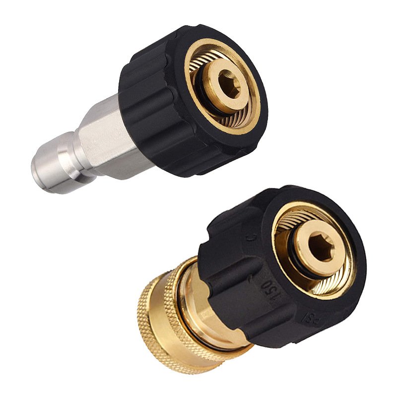 Quick Release Plug Coupling Pressure Washer Adapter Set, M22 to 1/4 inch Quick Connect and Disconnect Fitting, 4500PSI