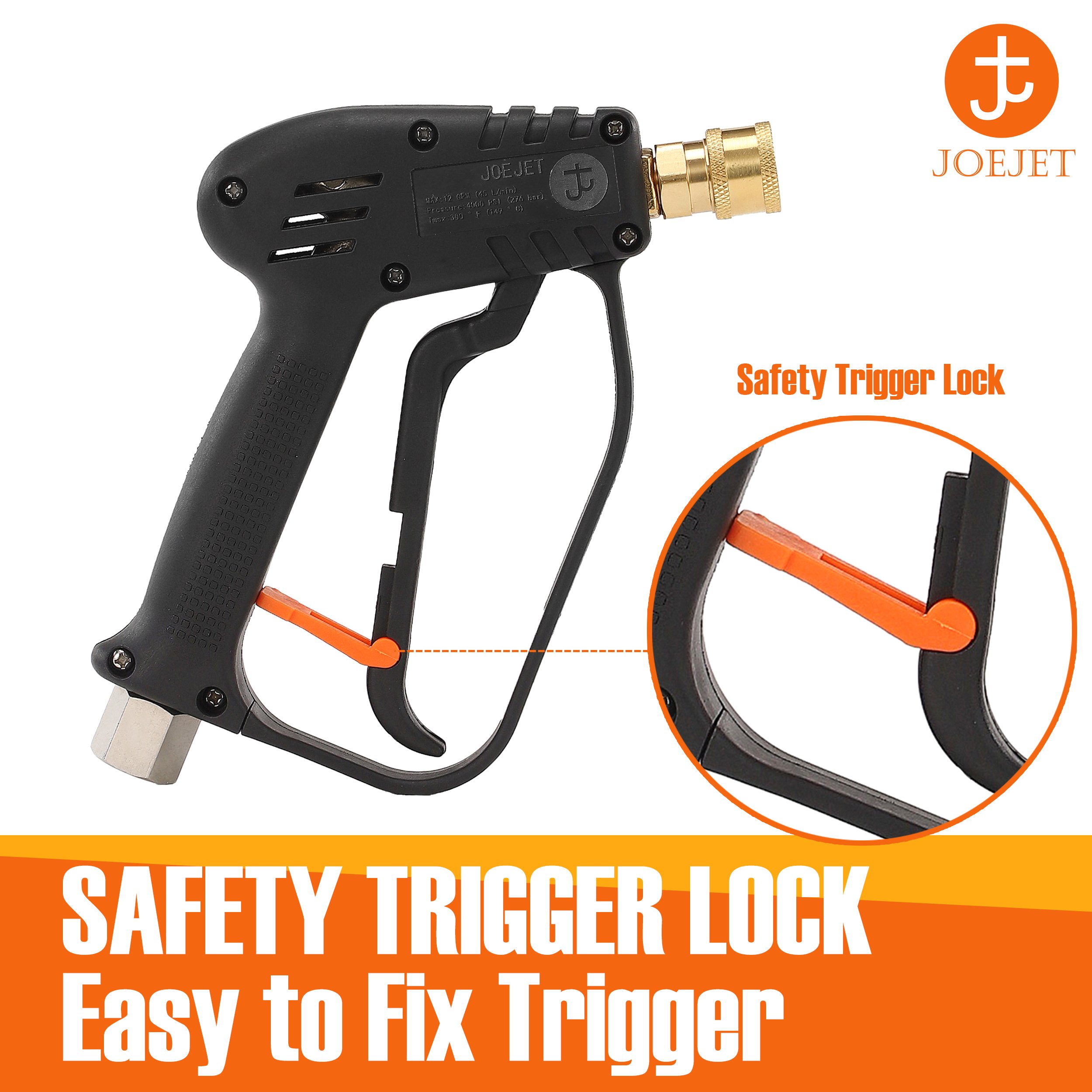 Power Washer Gun Swivel Short Pressure Washer Gun Car Washer Trigger Gun With M22-14mm/15mm Fittings
