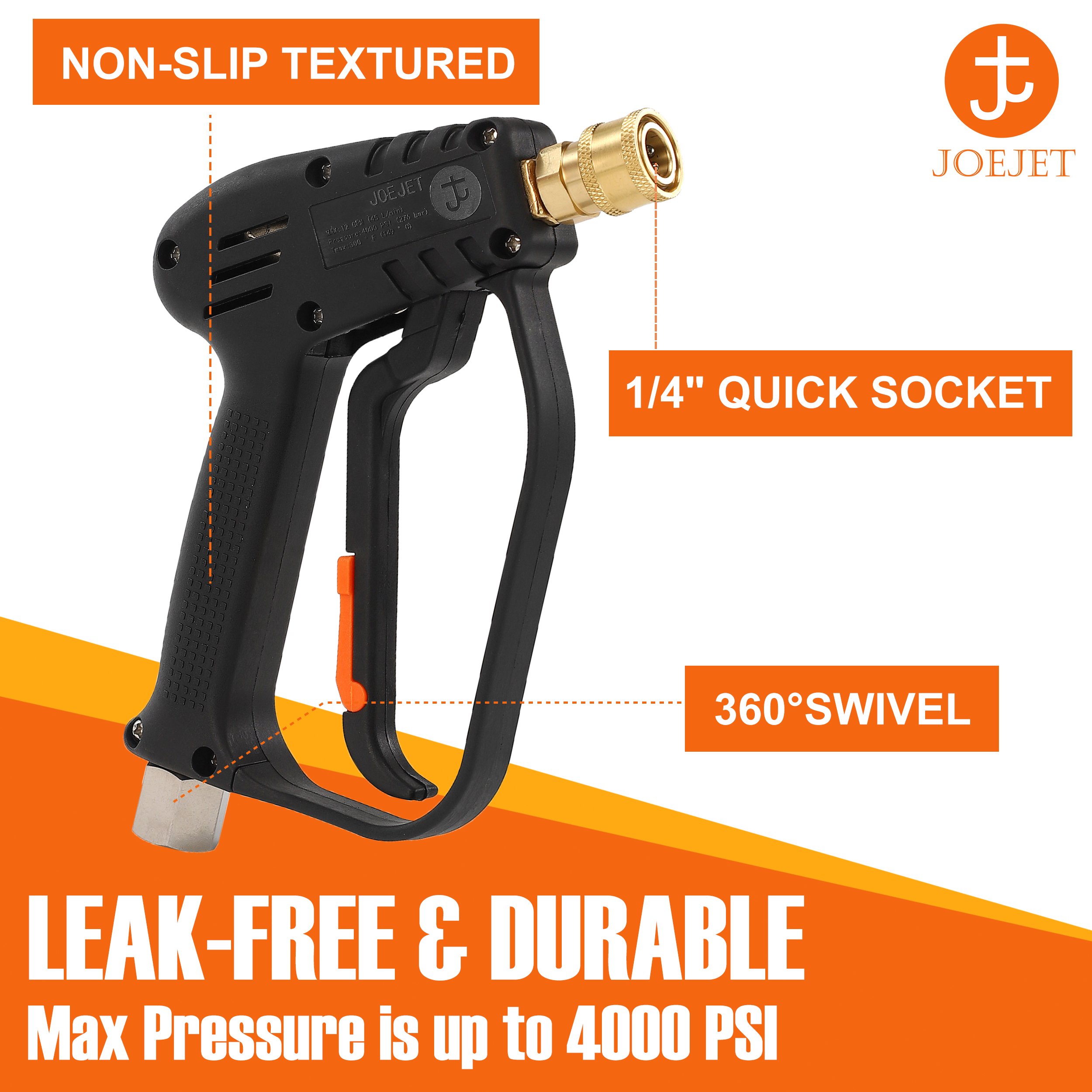 Power Washer Gun Swivel Short Pressure Washer Gun Car Washer Trigger Gun With M22-14mm/15mm Fittings