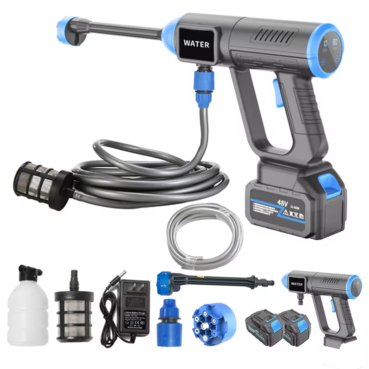 Cordless Portable Power Jet High Pressure Washer Pump Electric Wireless High Pressure Car Washer Gun with Rechargeable Battery