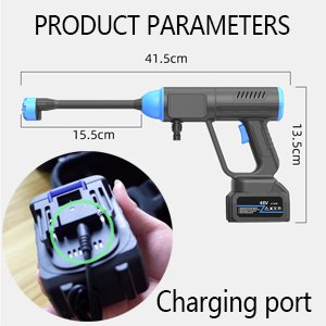 Cordless Portable Power Jet High Pressure Washer Pump Electric Wireless High Pressure Car Washer Gun with Rechargeable Battery