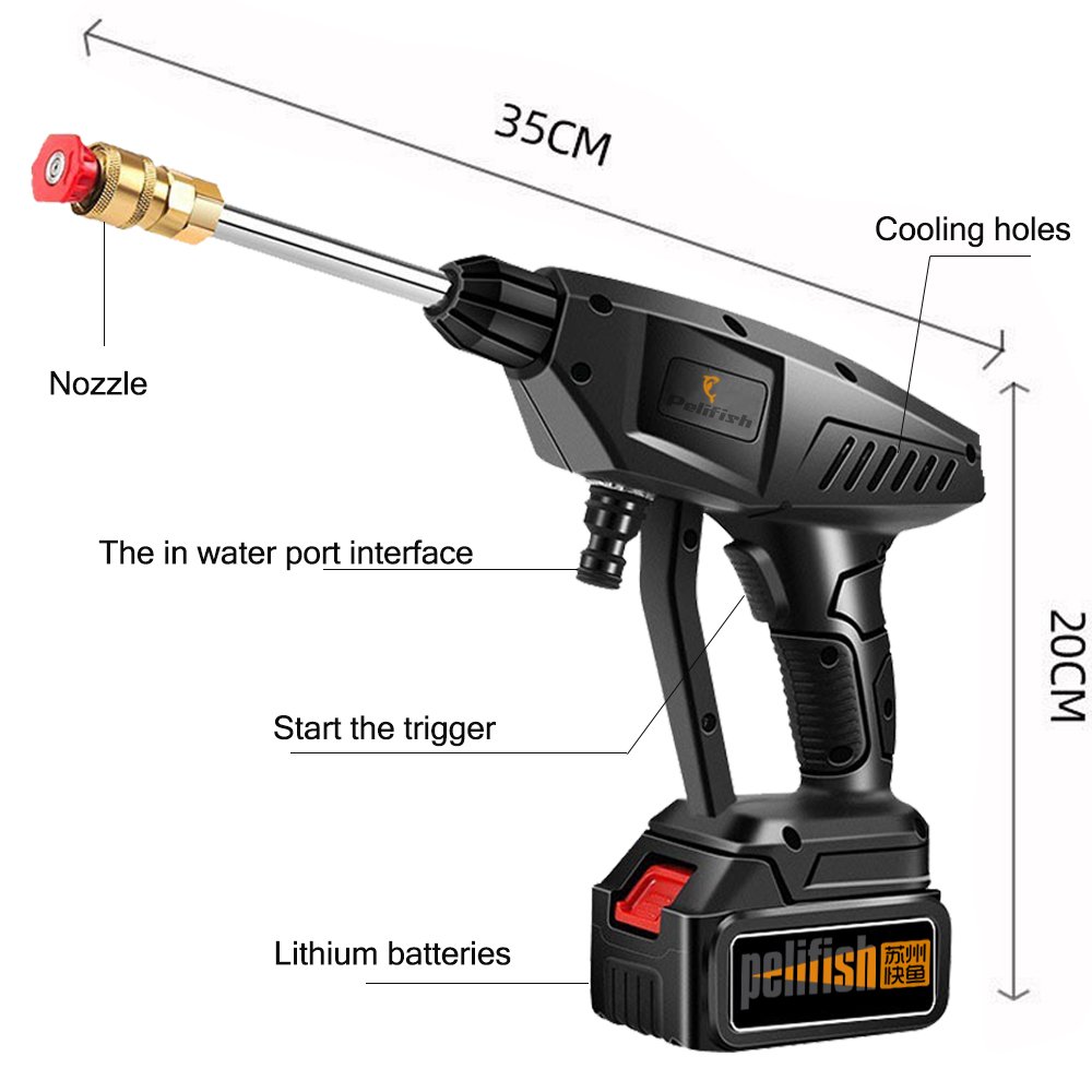 PELIFISH Pressure Car Pressure Washer Portable Rechargeable Undercarriage High Pressure Car Washer
