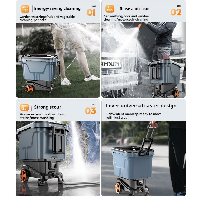 Powerful Power Car Washer Shape Gun Industrial Grade 8 Meter Strong Plastic Water Tanks Water Pressure Car Washer Shape Like Gun