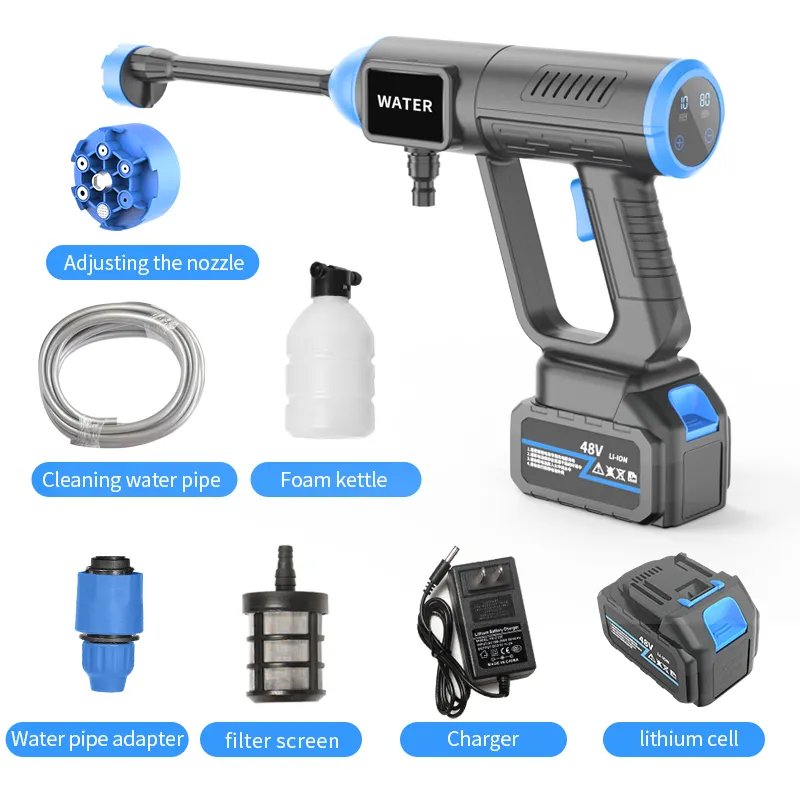 Portable High Pressure 48V/96V Car Washer Gun Electric Water Sprayer Gun Car Care Cleaning