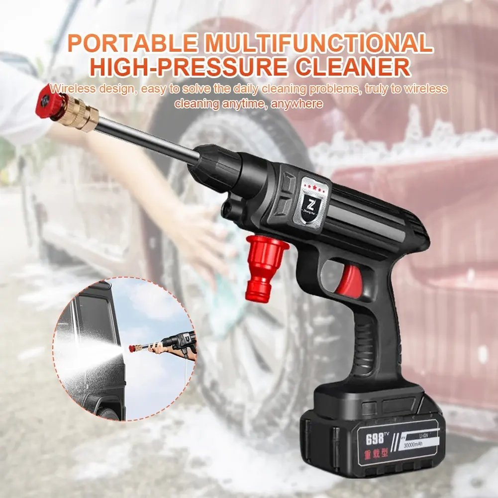 200W 30Bar Cordless High Pressure Car Washer machine 6000mAh Water equipment Spray Cleaner for Car Home Garden Clean