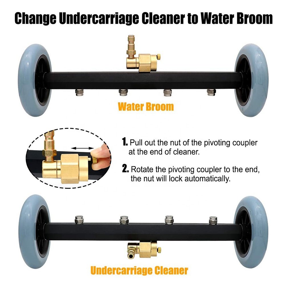 Dual-Function Undercarriage Cleaner High Pressure Washer Water Broom Car Washing Machine 3 Extension Rods