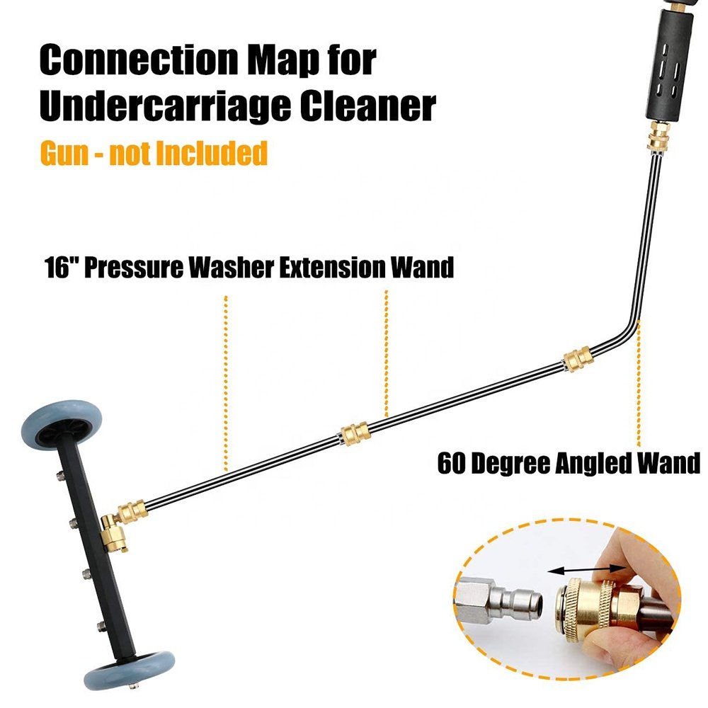 Dual-Function Undercarriage Cleaner High Pressure Washer Water Broom Car Washing Machine 3 Extension Rods