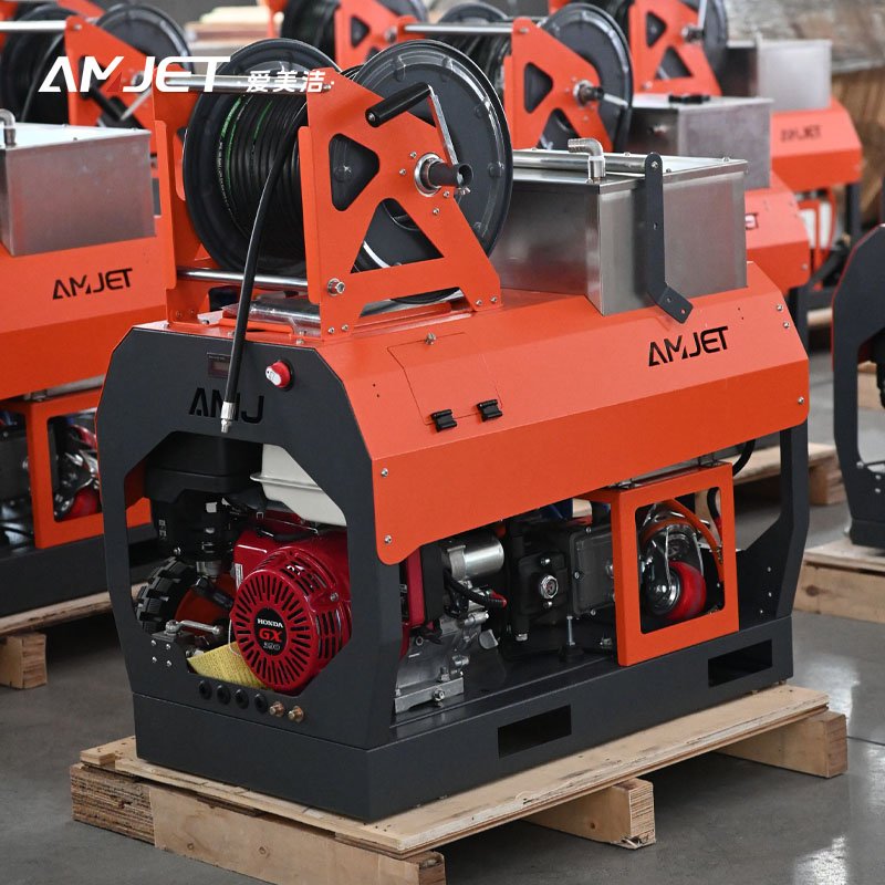 AMJET Ultimate 2900psi 5gpm German pump sewerjetting machine Equipped with 75 liter stainless steel water tank pipeclean machine