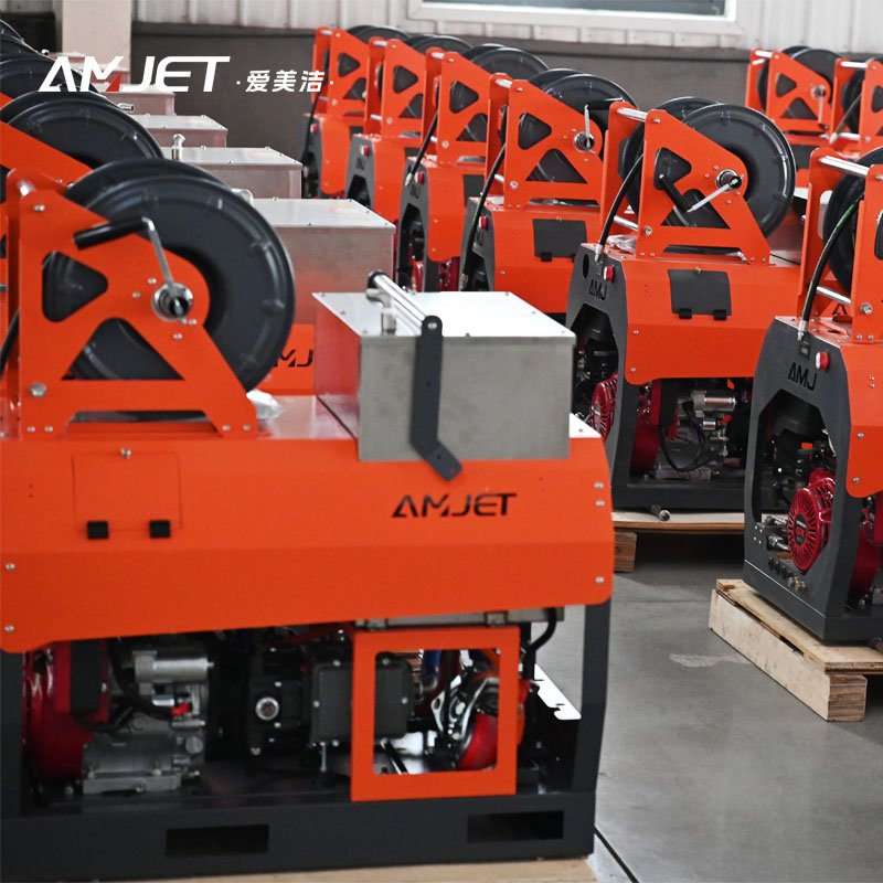 AMJET Ultimate 2900psi 5gpm German pump sewerjetting machine Equipped with 75 liter stainless steel water tank pipeclean machine