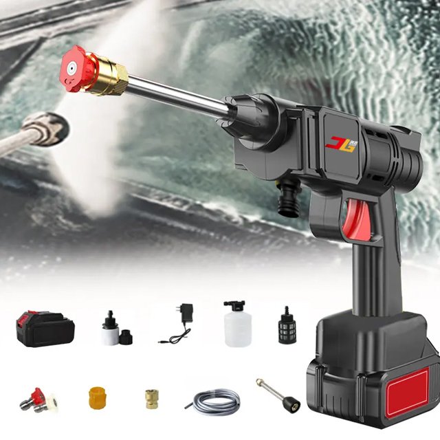 Electric portable mini wireless high pressure car cleaner washing washer gun